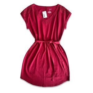 🏷️*Price Drop* NWT Merona Burgundy Cotton V-Neck Tee Shirt Dress Size Large